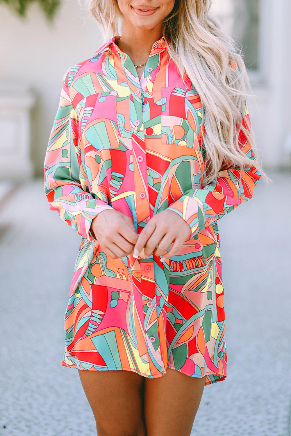 Women's Geometric Abstract Shirt Dress