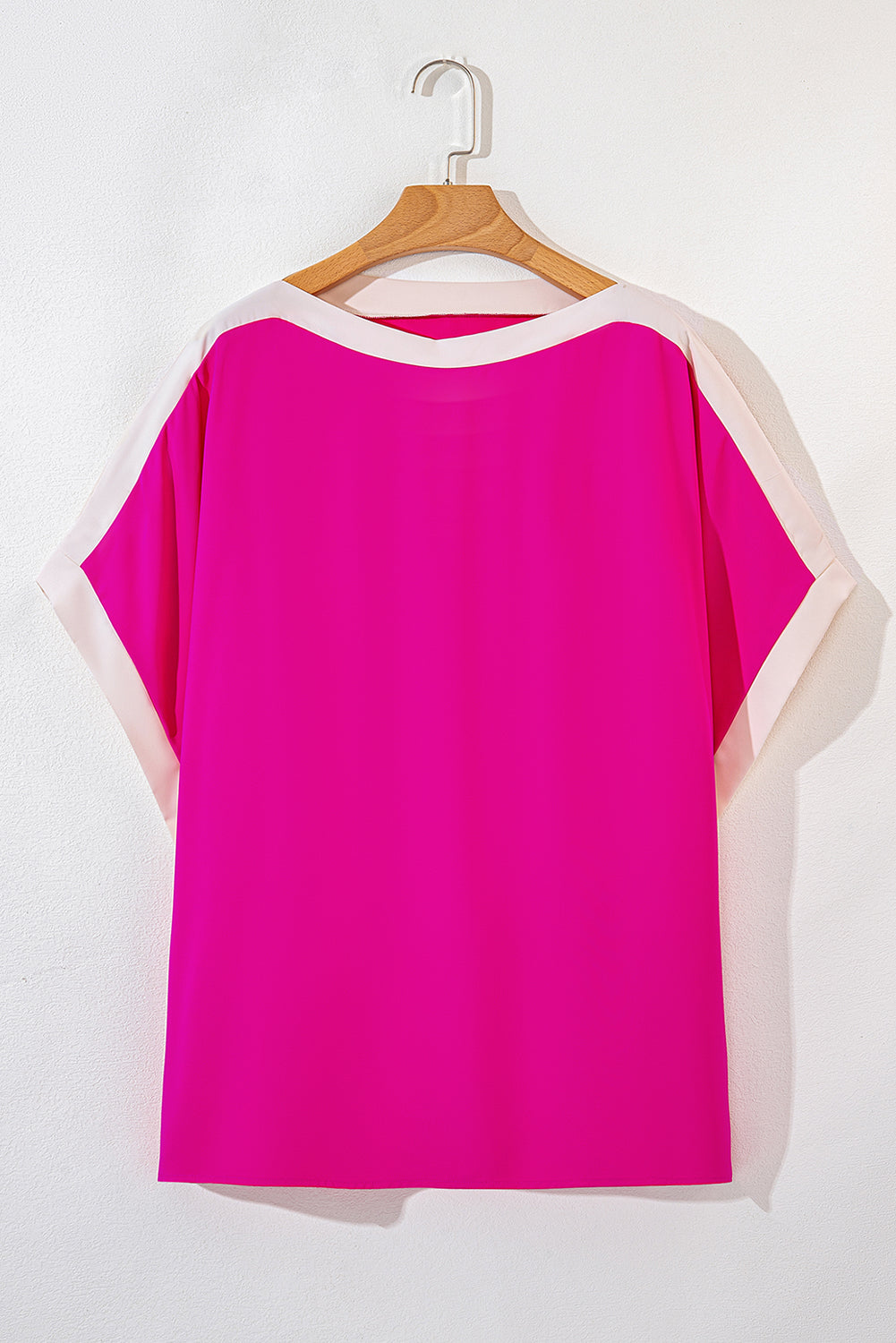Oversized Color Block Boat Neck Tunic Blouse