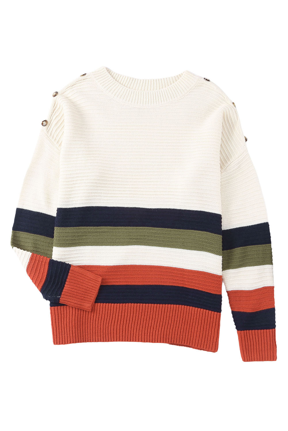 Women's Sweater Featuring Dropped-Shoulder Striped