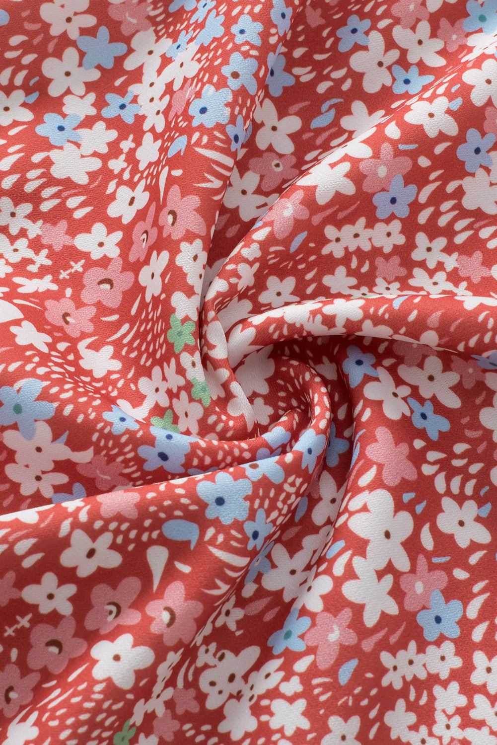 Women's Blouse Featuring Frill-Trimmed Neck Plus Size Floral-Print