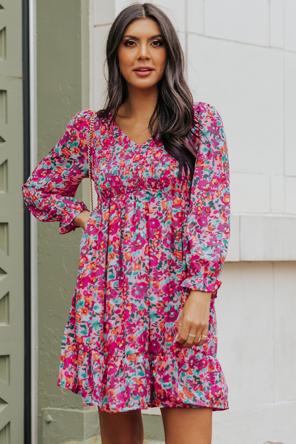 Floral Dresses for Women Sleeve Shirred Puffy