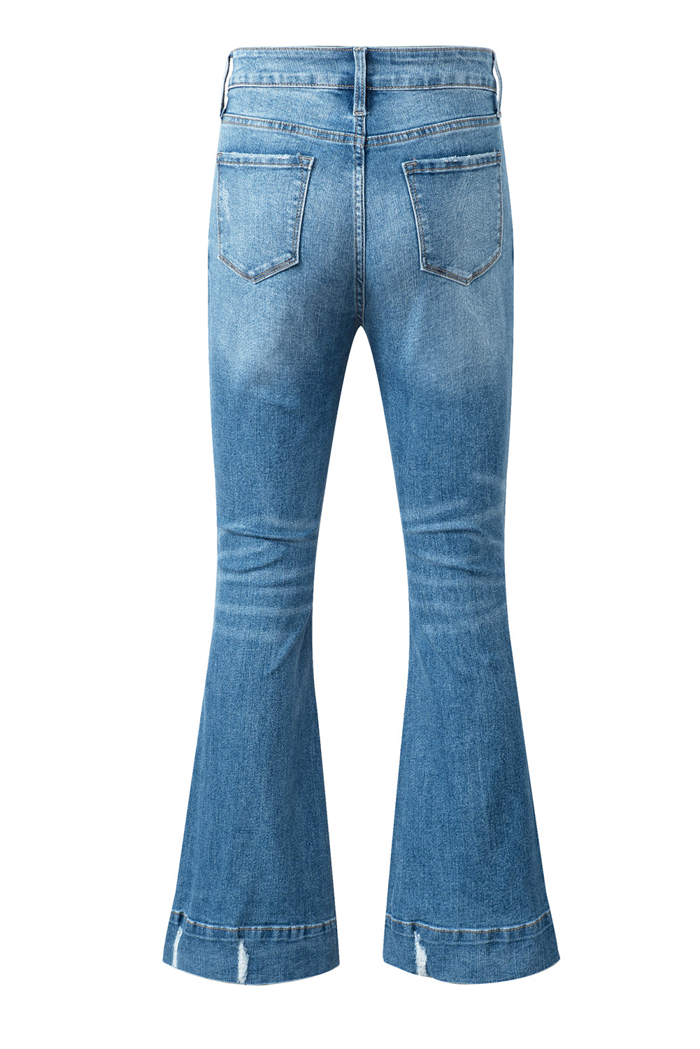 Women's Flare Jeans with Slight Distressed Wash
