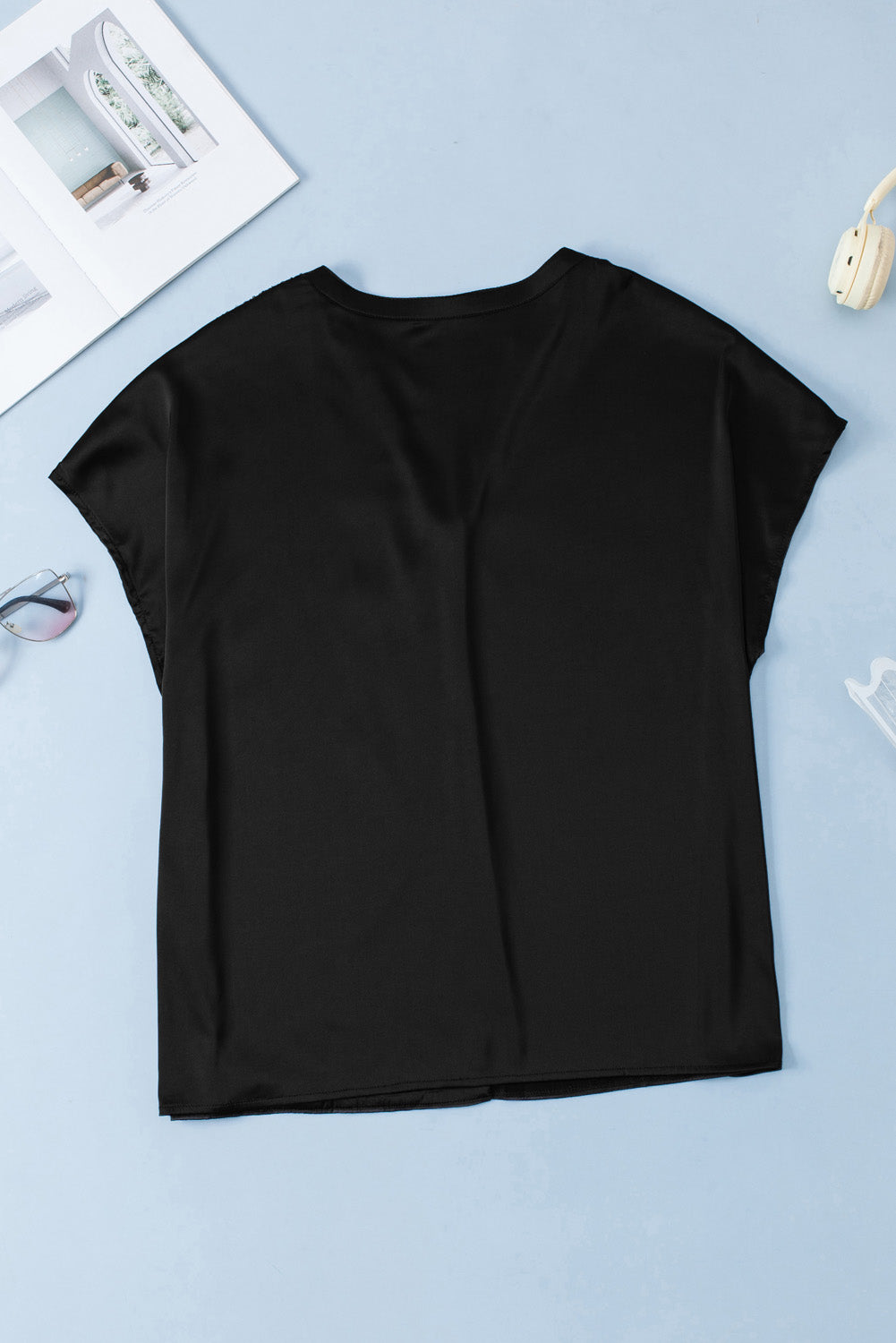 Women's Plus Size Sequined V Neck Tee