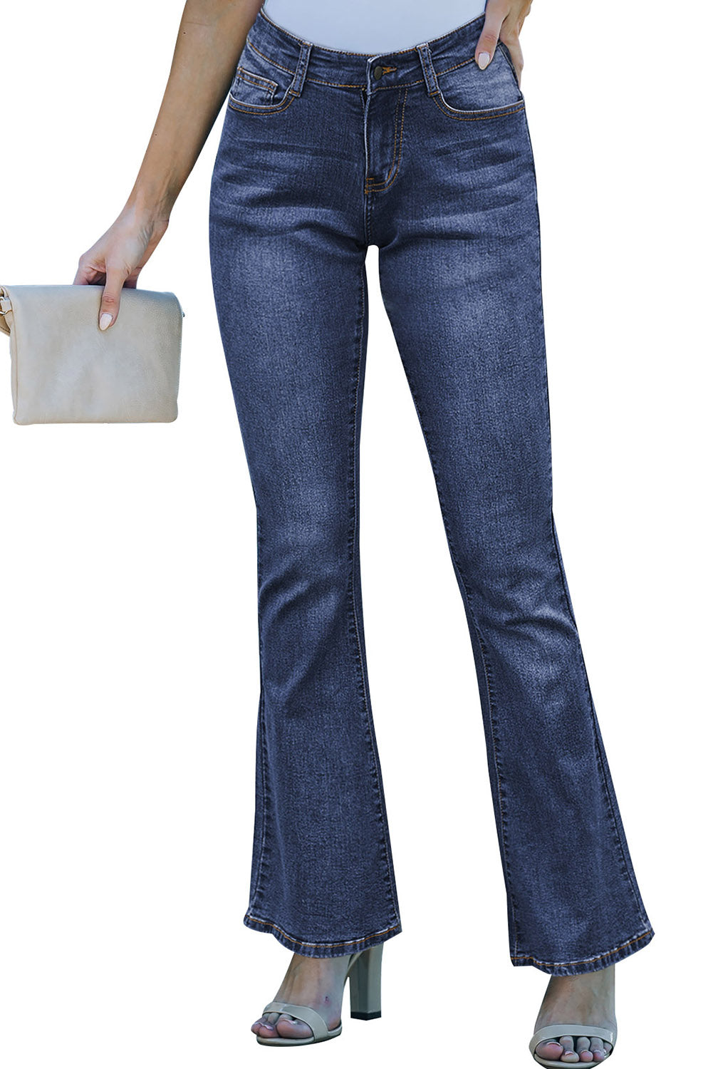 Women's Jeans Featuring Medium Wash Vintage Wide-Leg