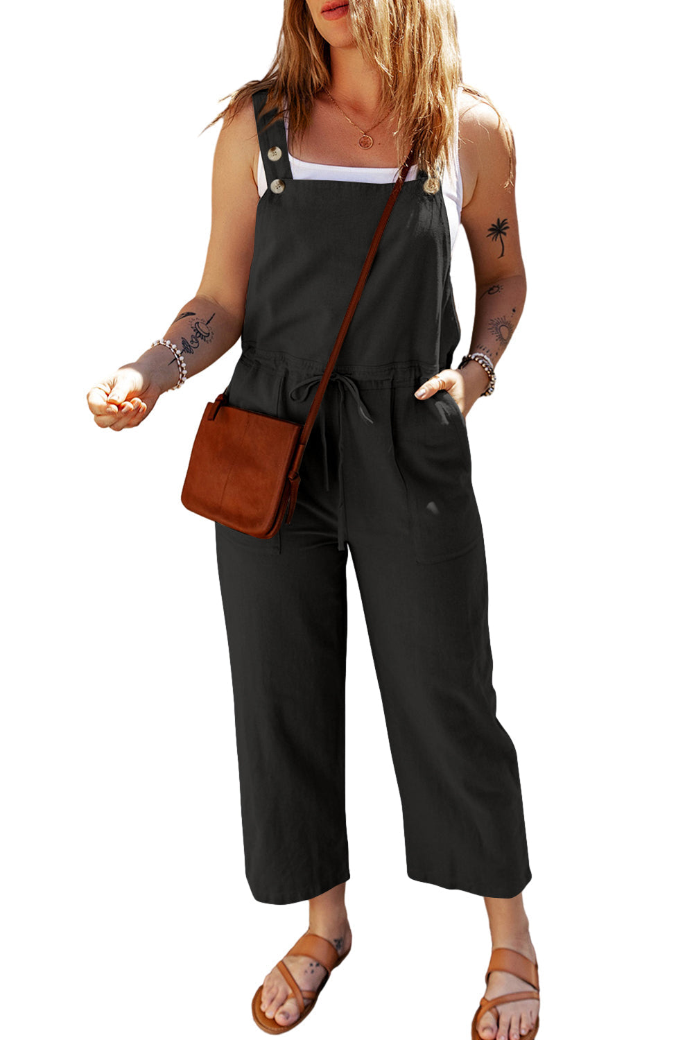 Women's Overall with Cropped Drawcord Straps