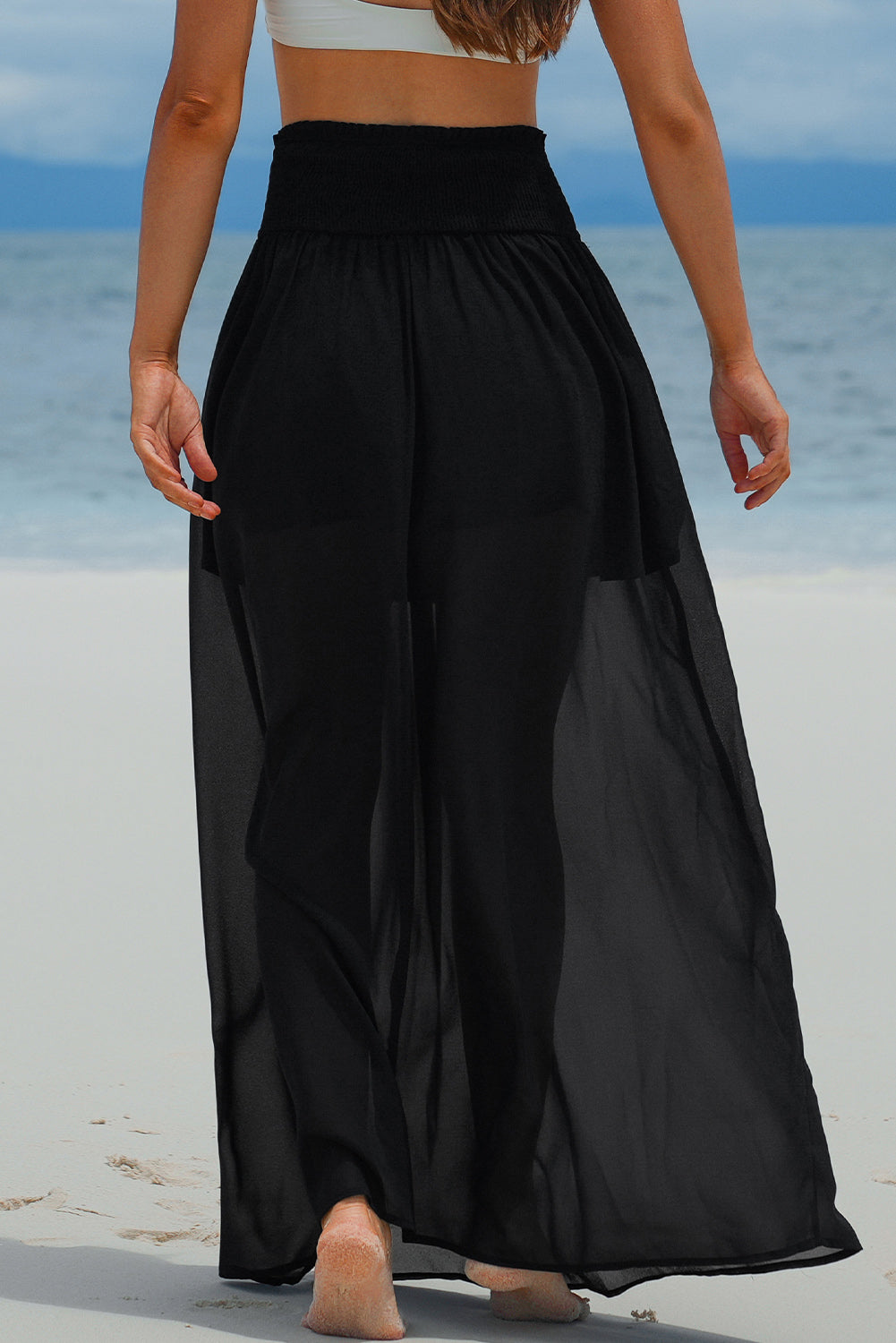 Women's Skirt Featuring High-Rise Chiffon Beach Maxi