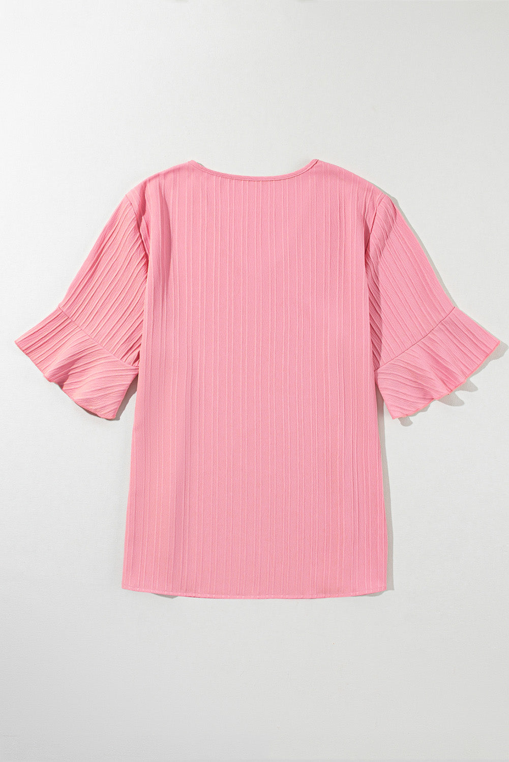 Women's Blouse Featuring Ruffle-Trimmed Half Sleeve Plus