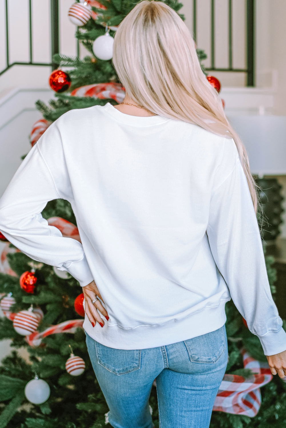 Women's Dots Christmas Tree Pullover Sweatshirt