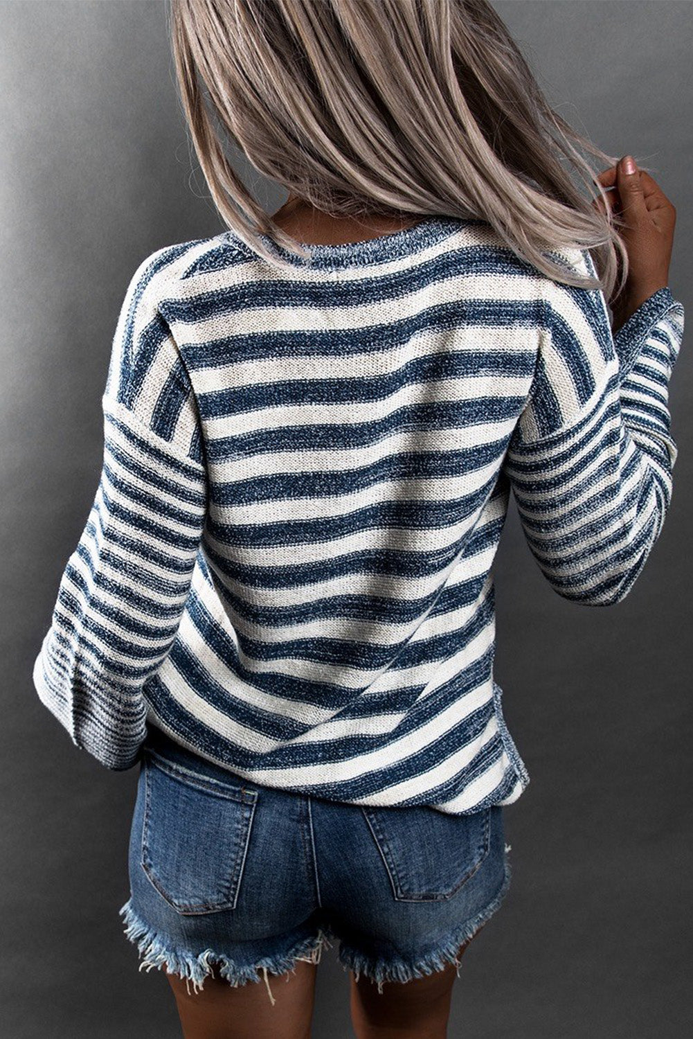 Sweater for Women Striped Knitted Tie up