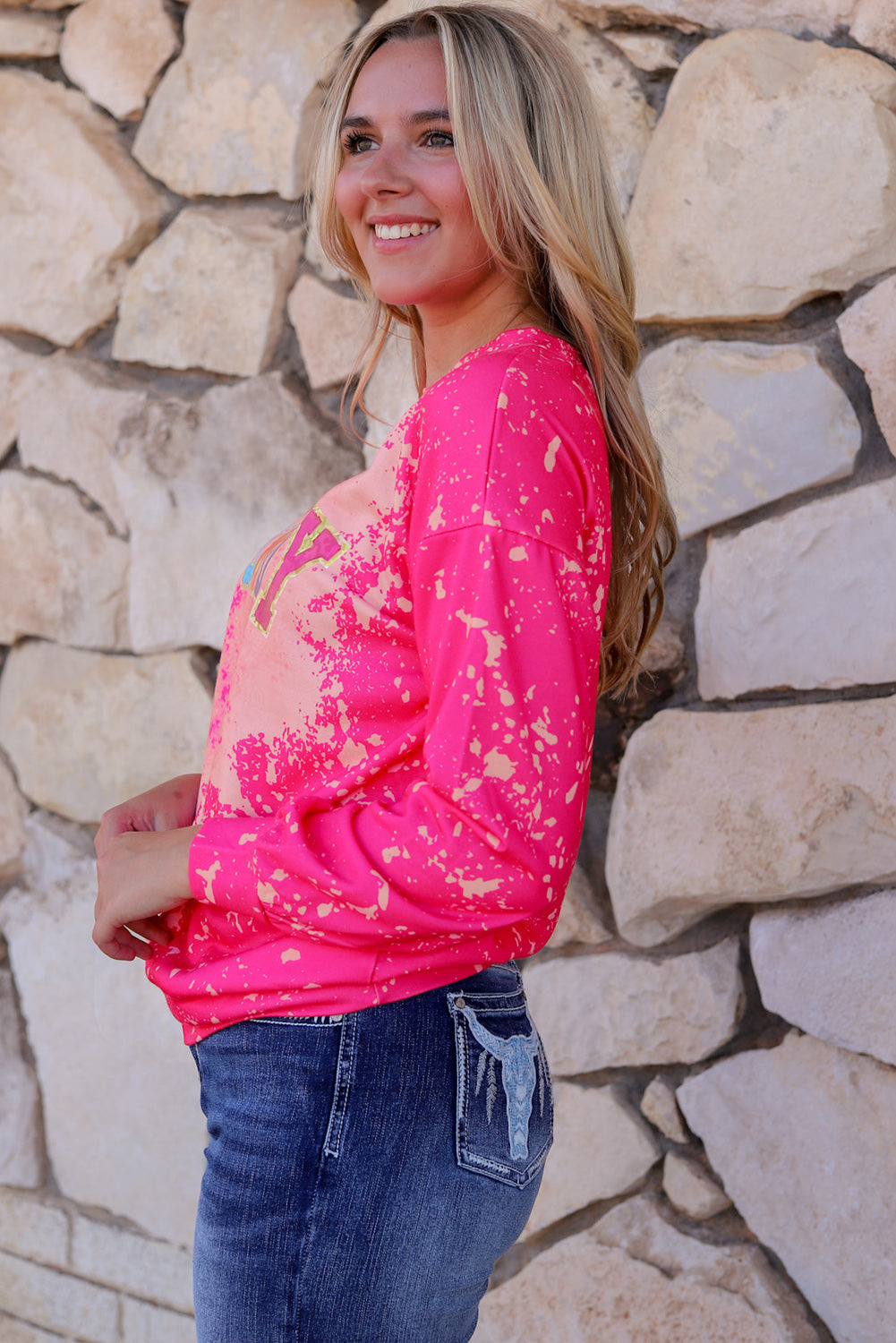 Women's HOWDY Graphic-Print Western Tie Dye Sweatshirt