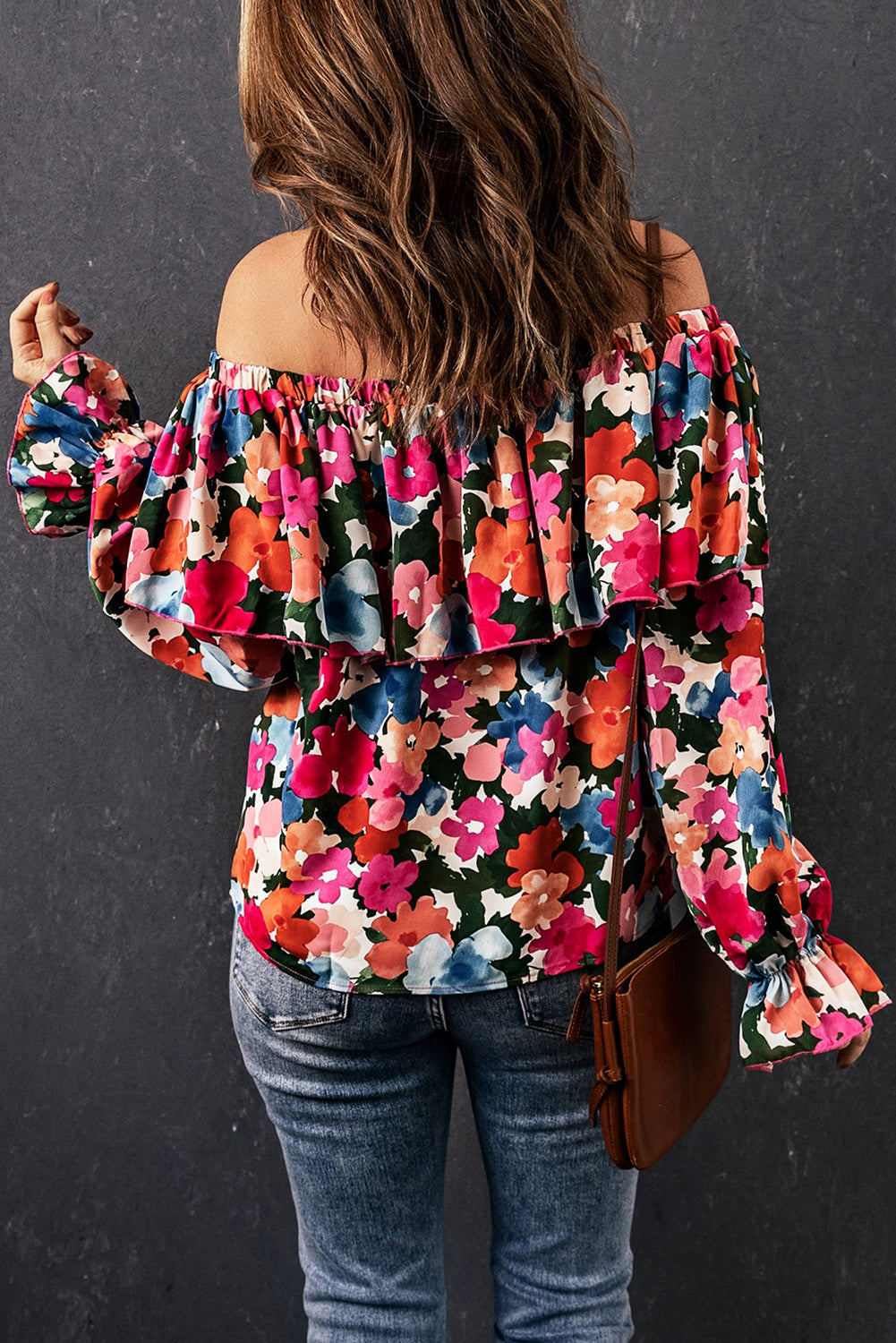 Women's Floral-Print Ruffle-Trimmed Off Shoulder Blouse