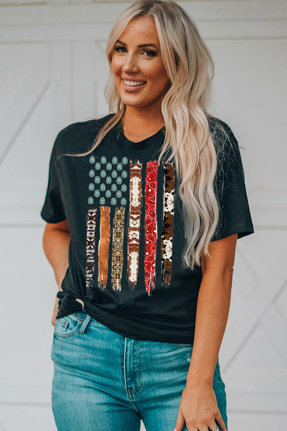 Women's Western American Flag Graphic-Print Tee