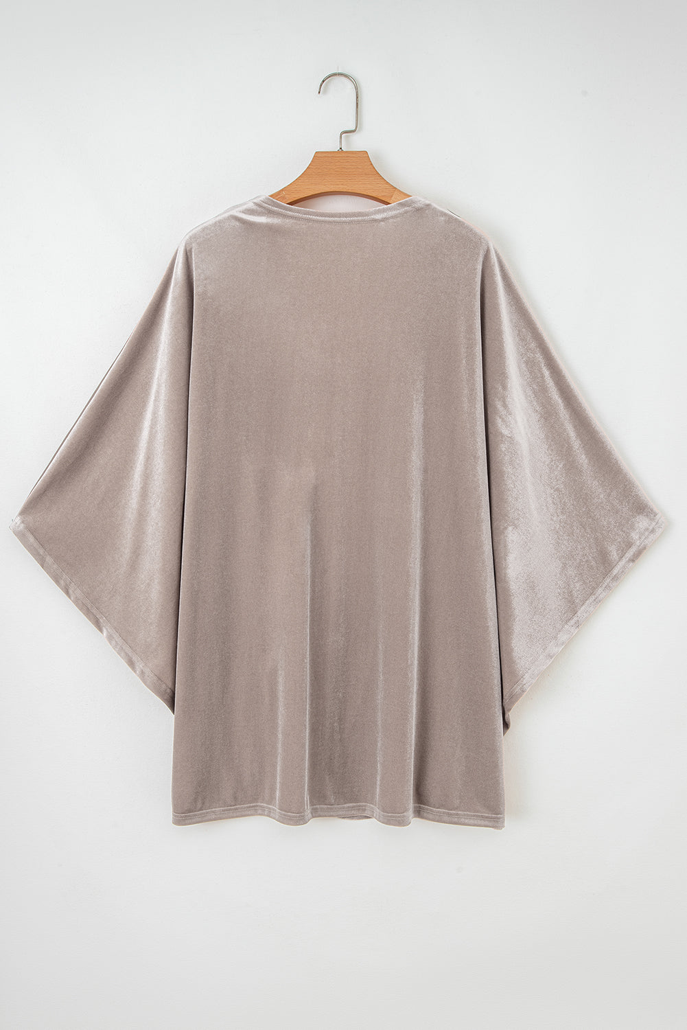 Open-Front 3/4 Sleeve Velvet Kimono in Smoke Gray