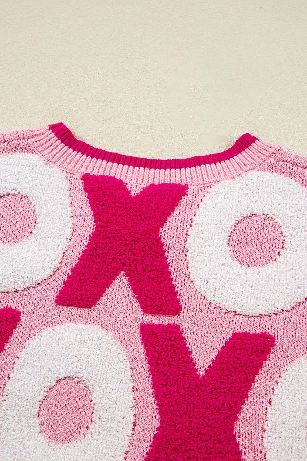 Pattern Drop-Shoulder XOXO Drop-Shoulder Crewneck Valentines Knit Top