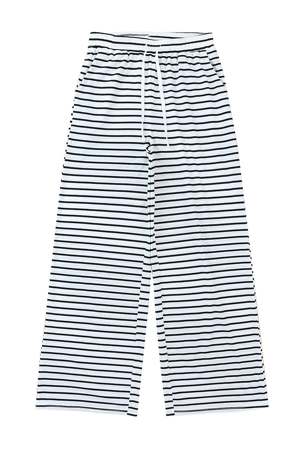 Women's Leg Pants with Drawcord Striped Wide