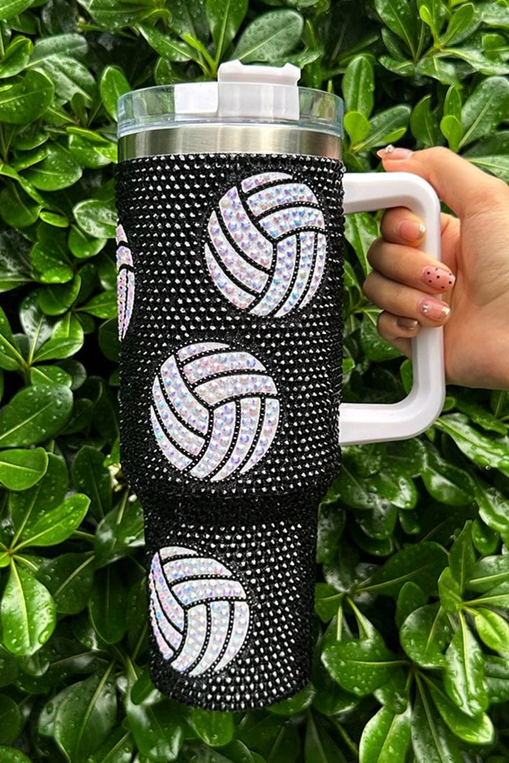 40 Volleyball Oz Rhinestone Tumbler with Handle