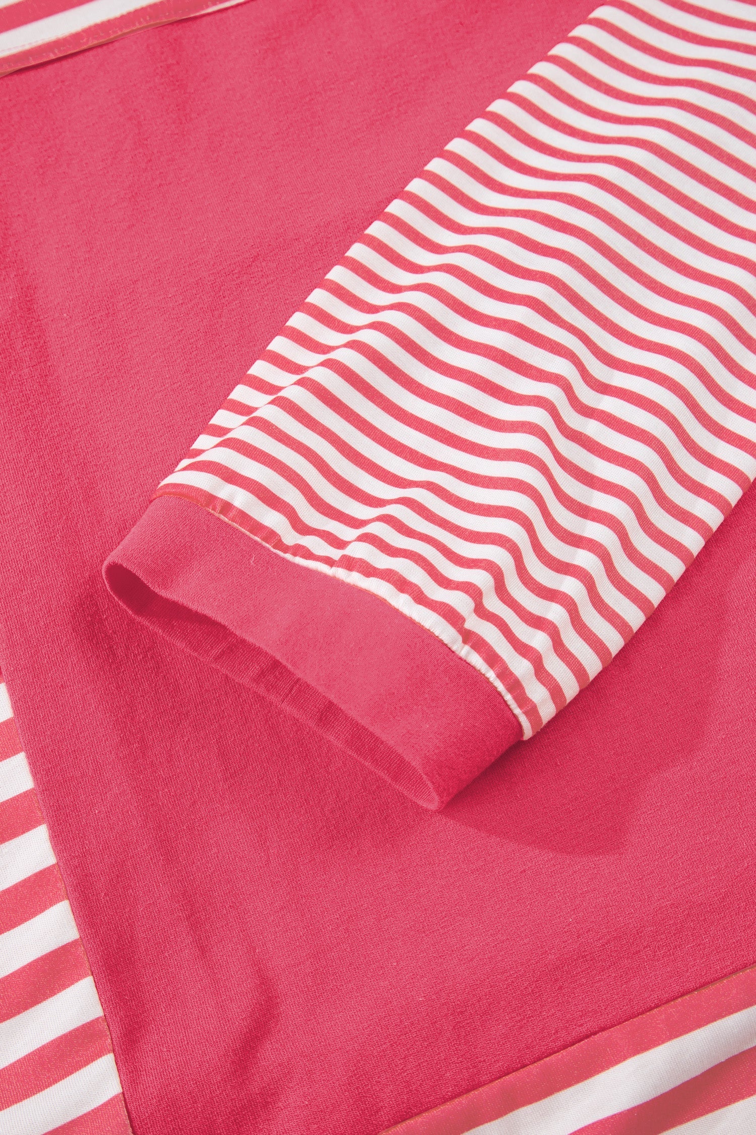Colorblock Patchwork Stripe Patchwork Long-Sleeved Tunic Top in Pink