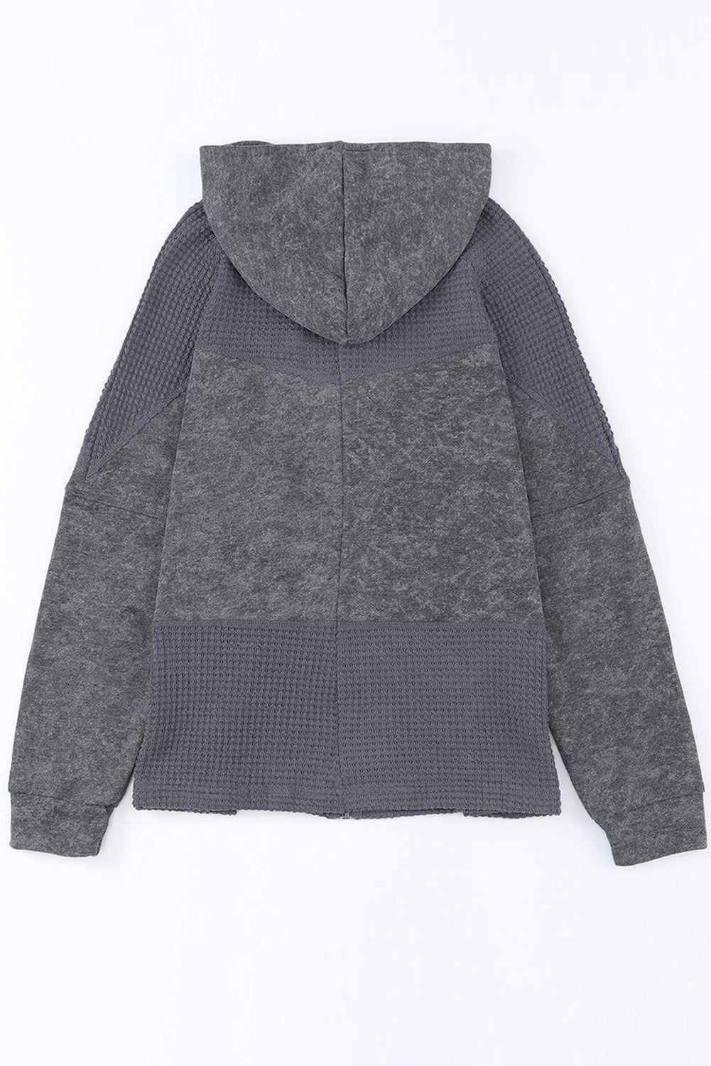 Waffle Patchwork Vintage Washed Hooded Jacket