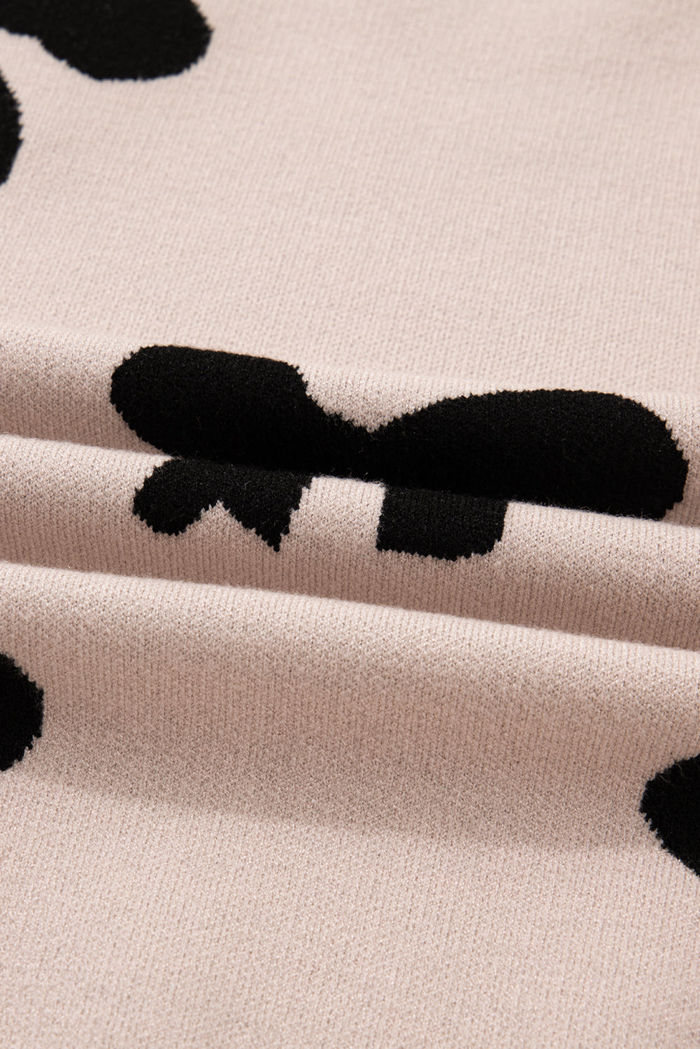 Pearl Embellished Bow Pattern Loose Knit Top