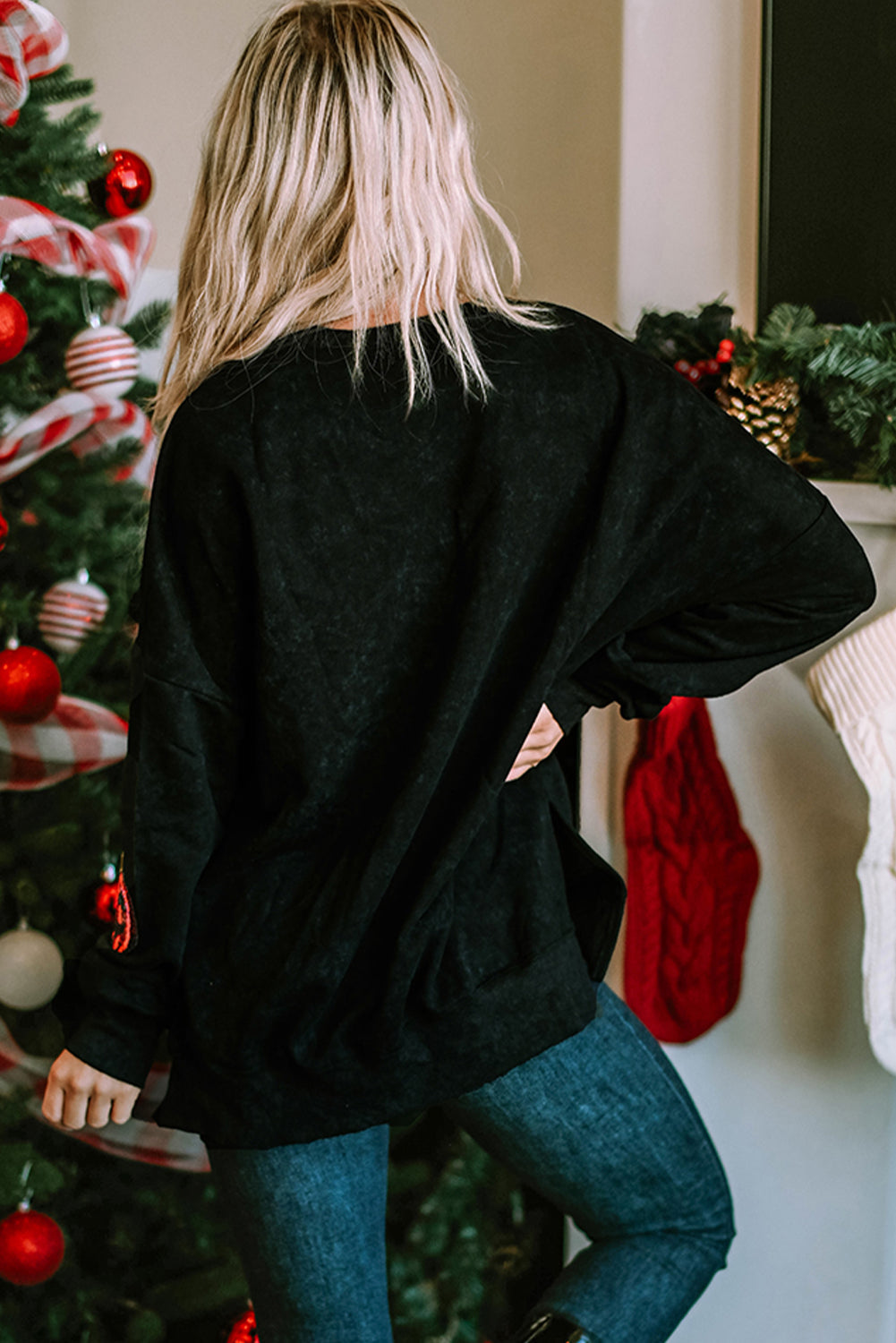 Women's Baggy Lantern Split Hem Sweatshirt