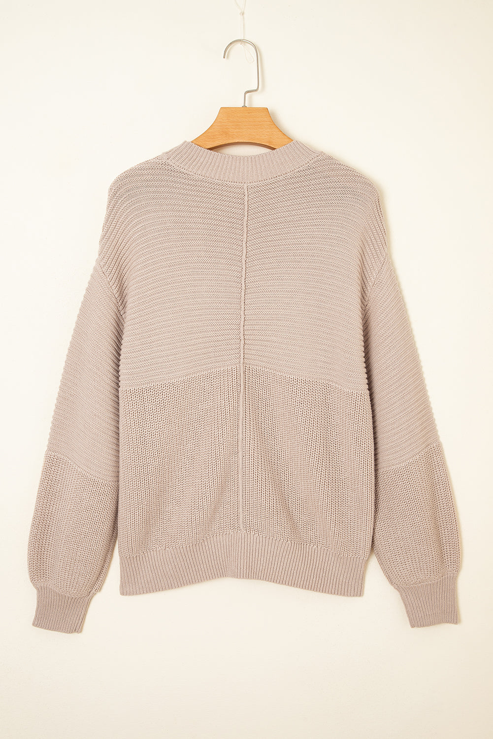Texture Patchwork Mixed Patchwork Knit Puff Sleeve Knit Top