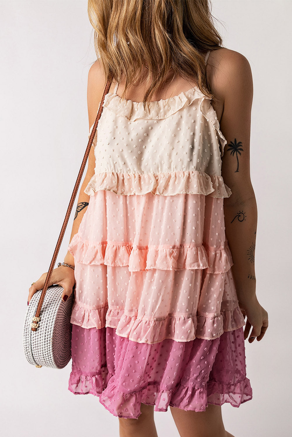 Women's Mini Dress with Layered Ombre Swiss