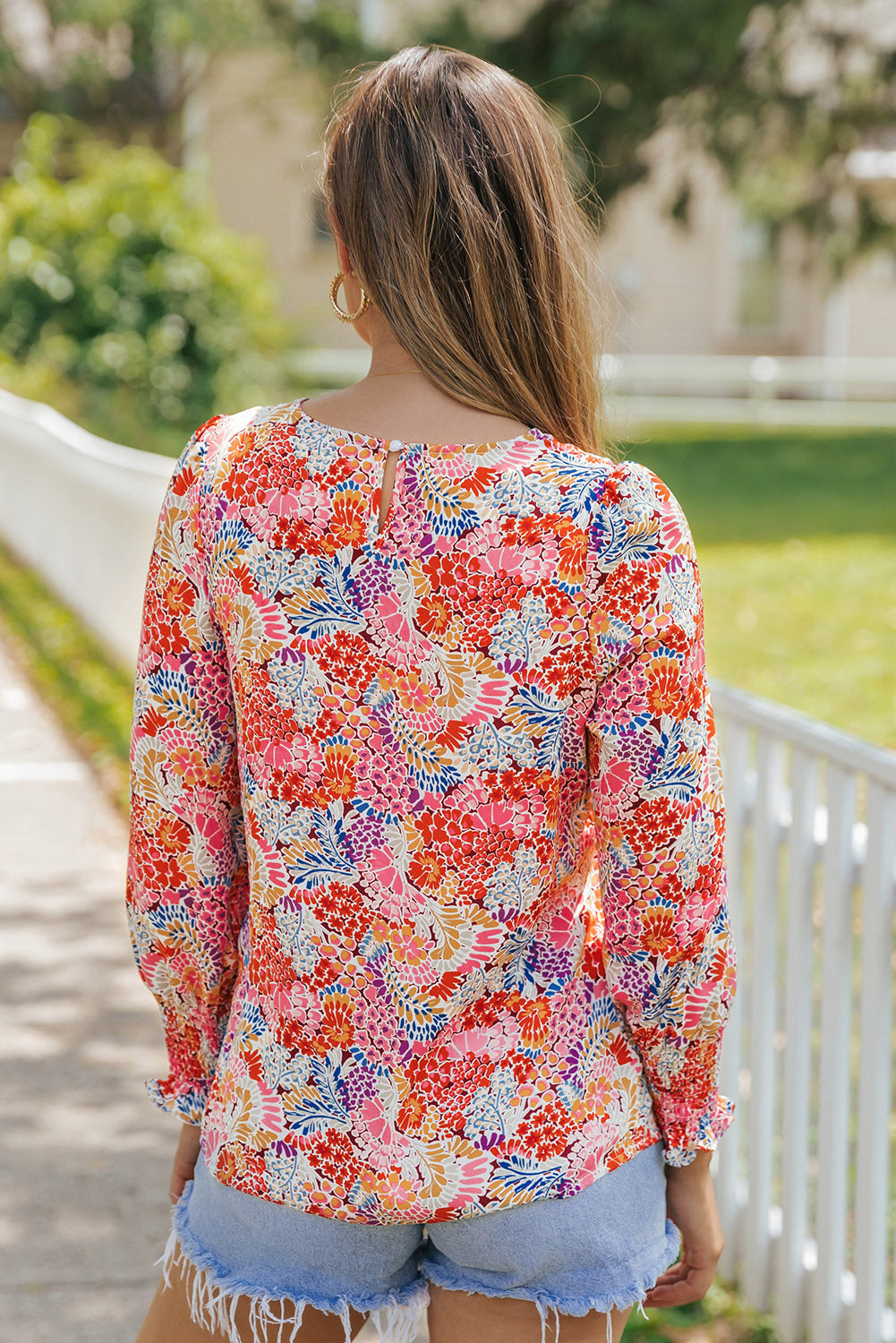 Blouse for Women Balloon Sleeve Floral-Print