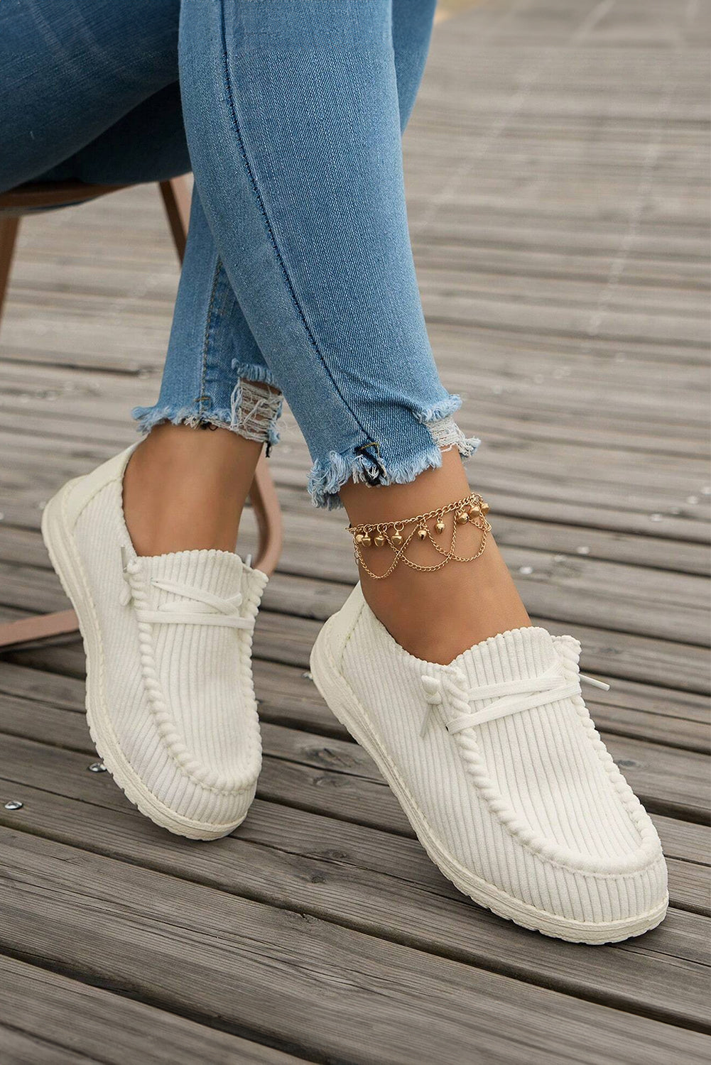 Solid Rib-Knit Criss Cross Slip On Everyday Shoes