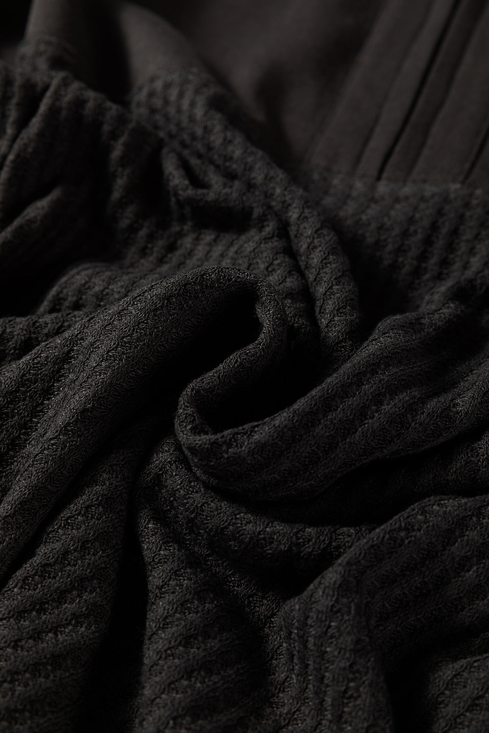 Waffle Half Knit Patchwork Zip Everyday Sweatshirt
