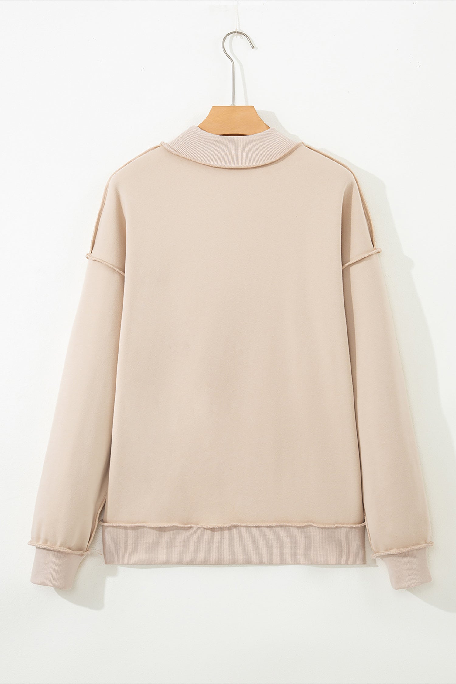 Apricot Oversize Winter Oversize Reversible Mock-Neck Sweatshirt