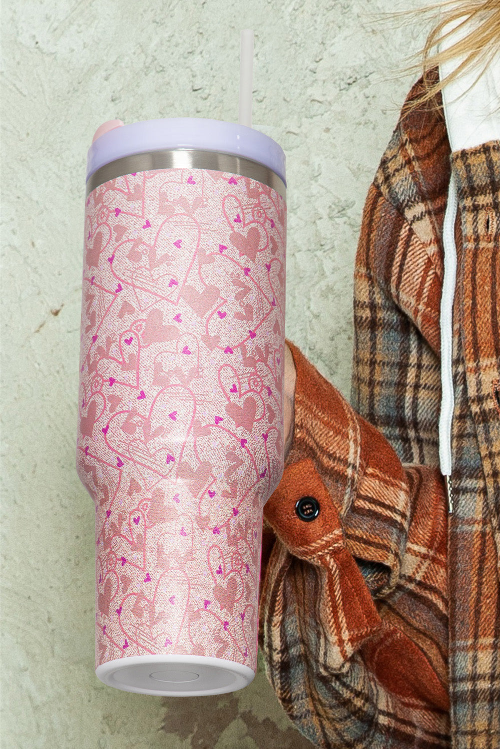 Valentine Print Heart Shaped Stainless Steel Vacuum Cup 40oz