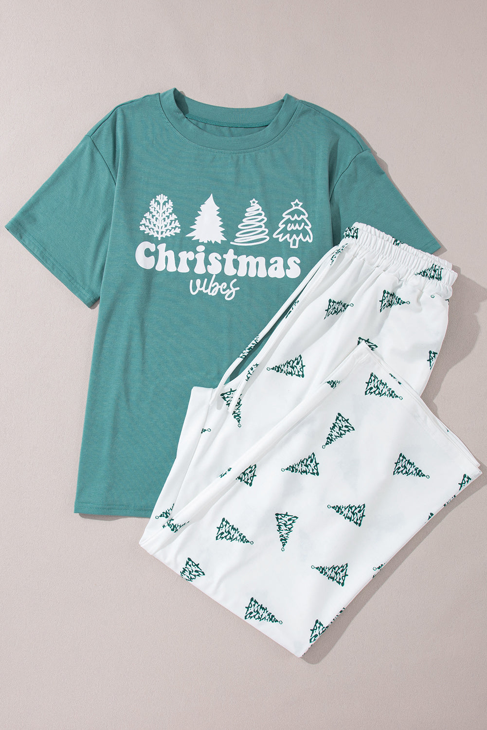 Christmas Tee Tree Print and Pants Lounge Set