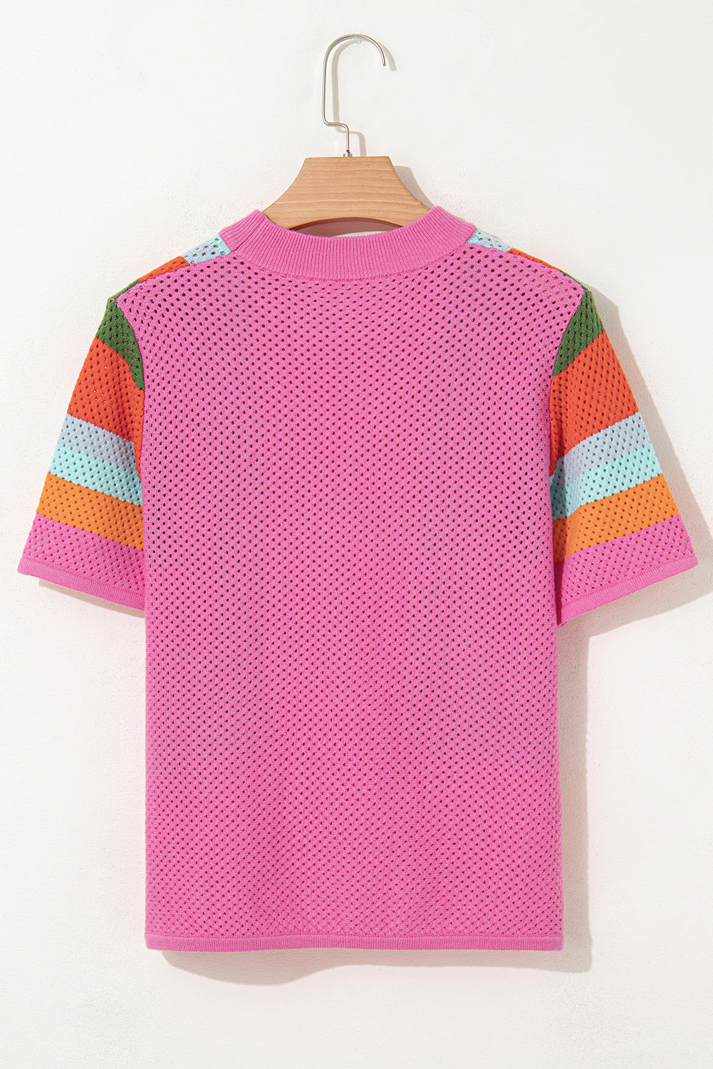 Colorblock Knit Eyelet Everyday Top T Shirt