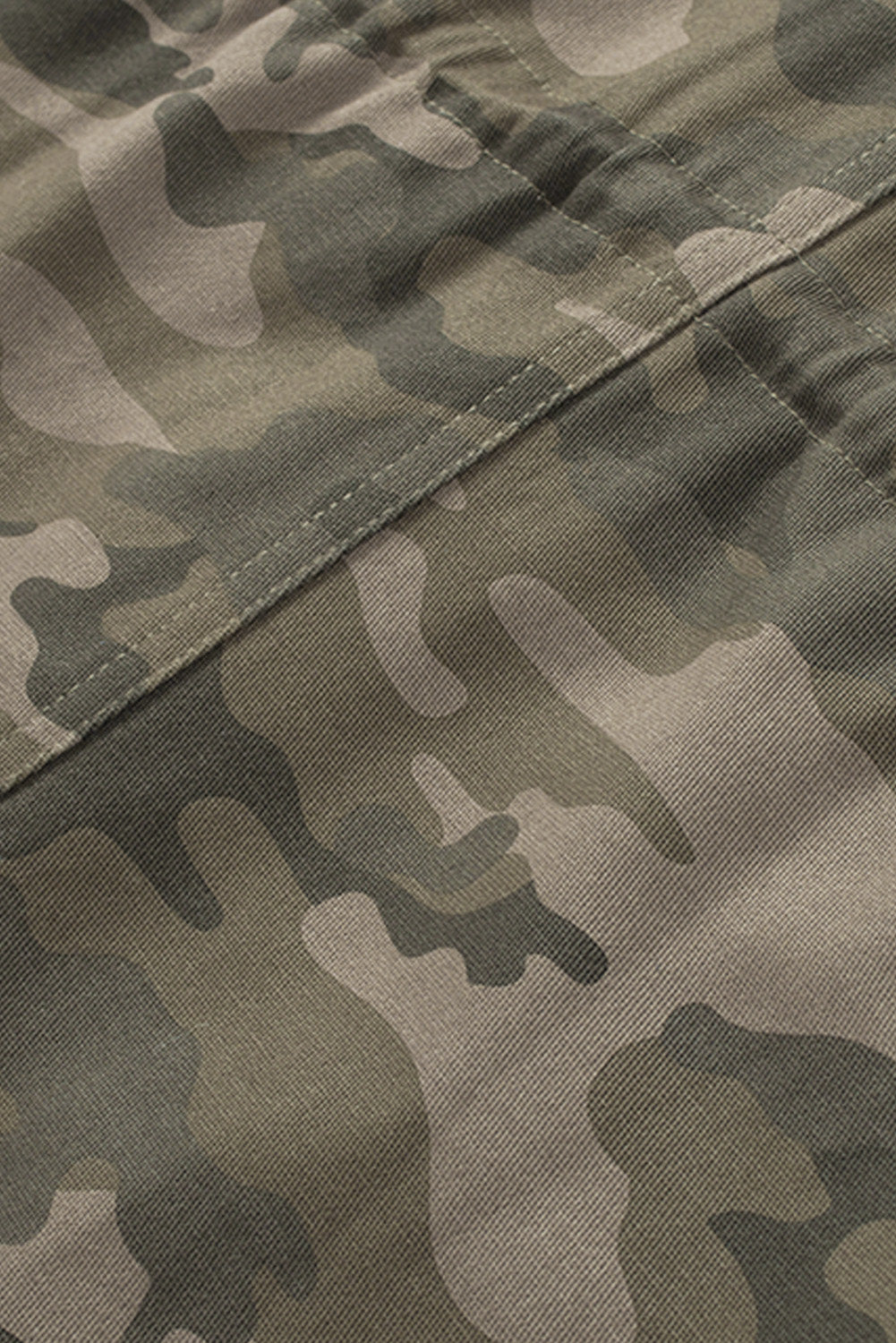 Women's Camouflage-Print Green Multi Pockets Button-Front Jacket