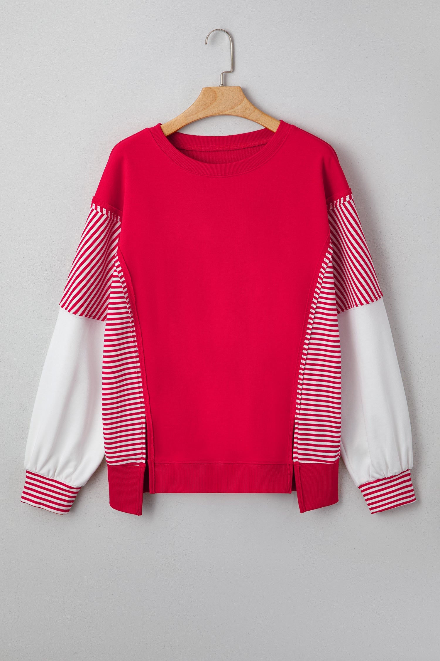 Striped Patchwork Sleeve Colorblock Sweatshirt