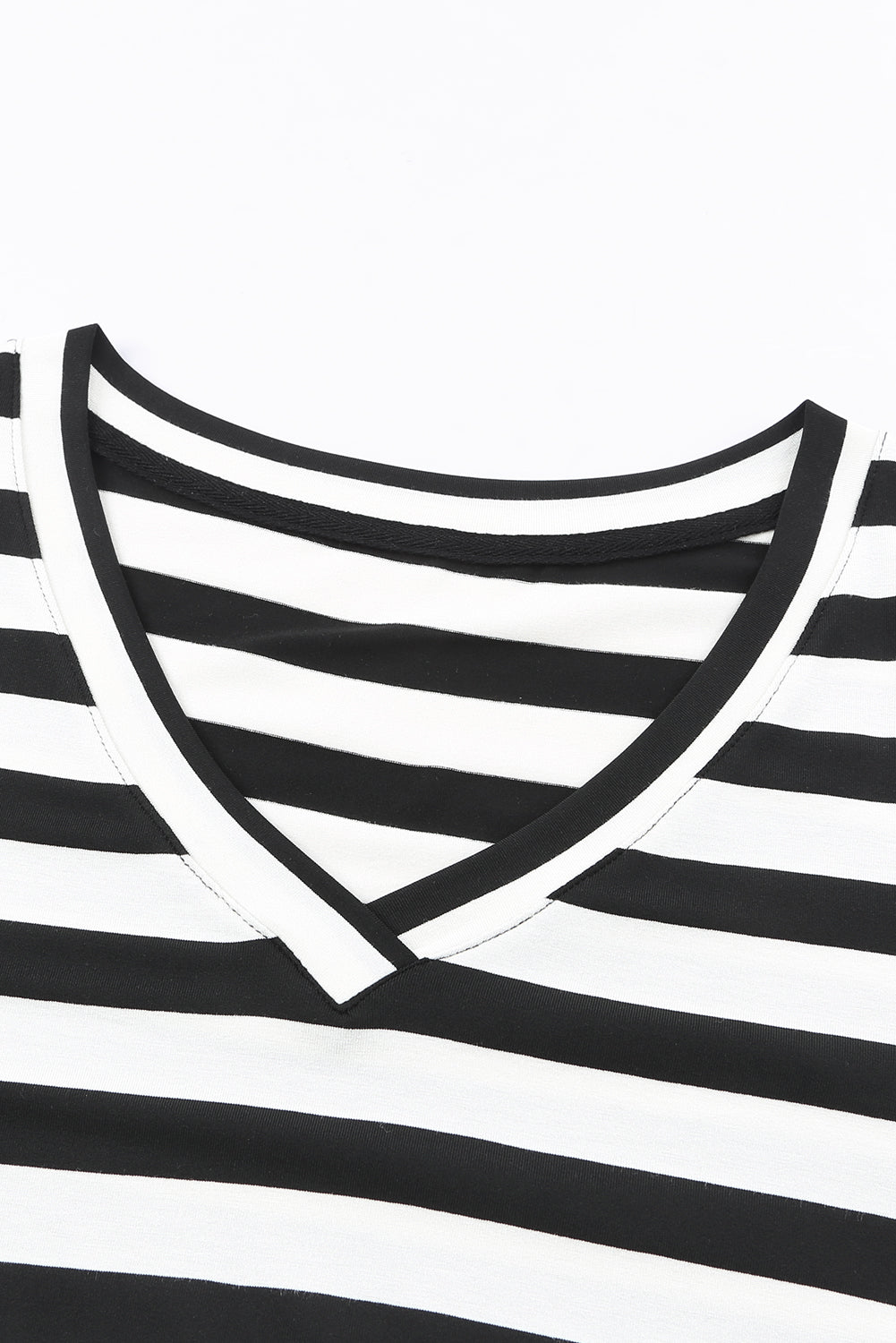 V-Neck Stripe Print Maxi Dress with Side Splits in Black