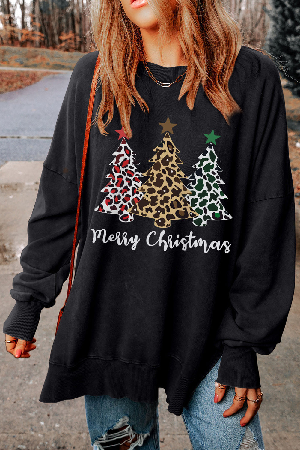 Women's Trees Merry Christmas Graphic Sweatshirt