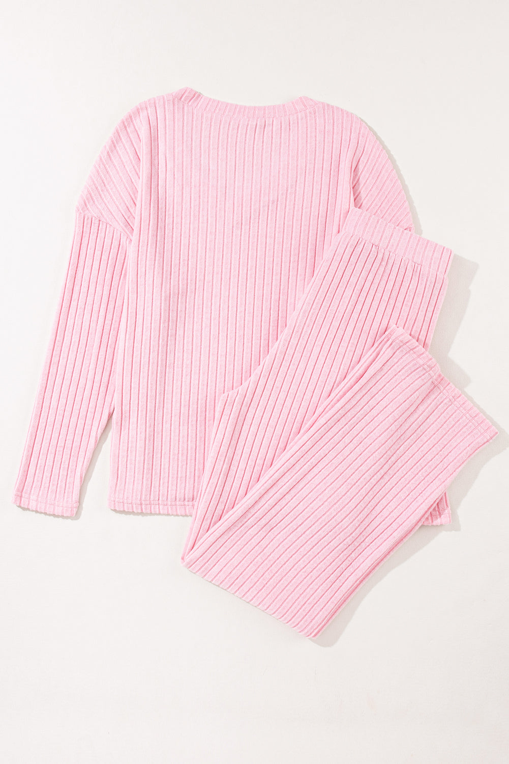 Rib-Knit Knit V-Neck Slouchy Two-piece Outfit