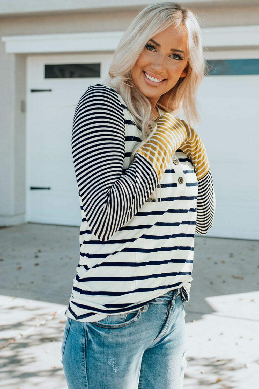 Women's Long-Sleeve Button Henley Top
