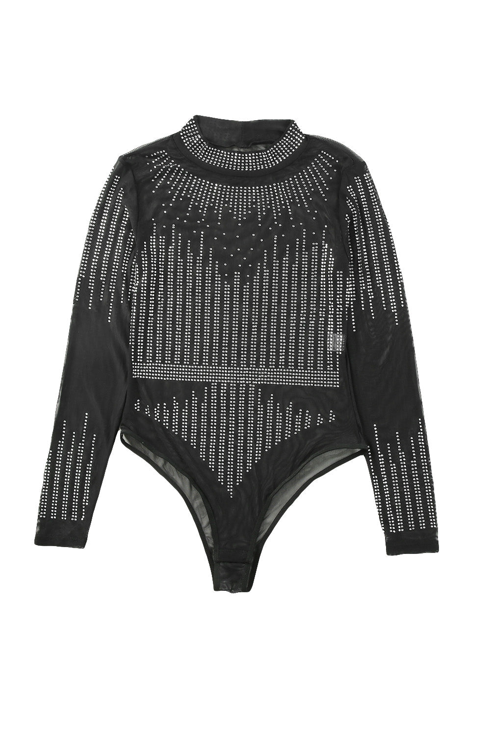 Women's Mesh Rhinestone Semi-Sheer Bodysuit