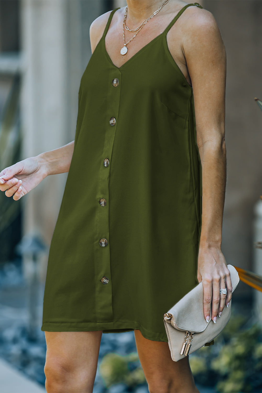 Button-Front Slip Dress