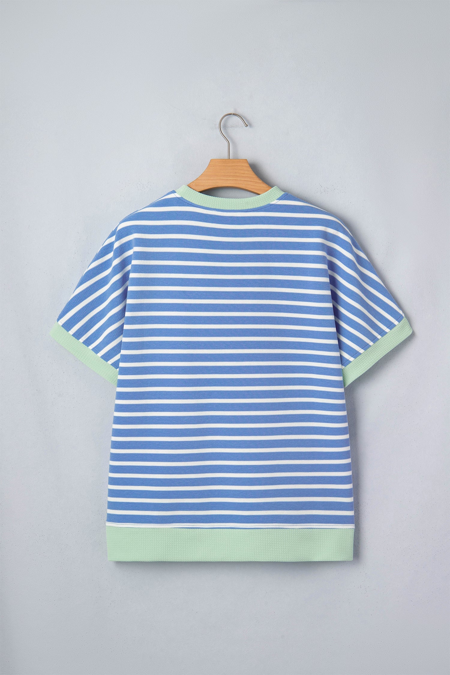 Everyday Sky Blue Stripe Loose Short-Sleeved Top