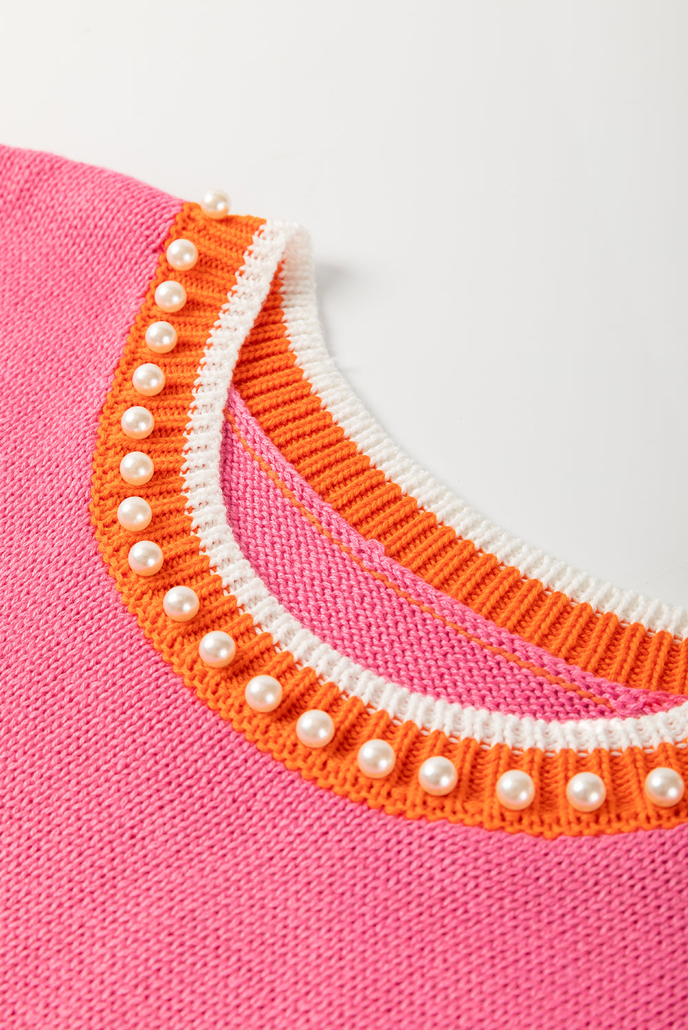 Contrast Detail Trim Pearl Knit Top Tank Top
