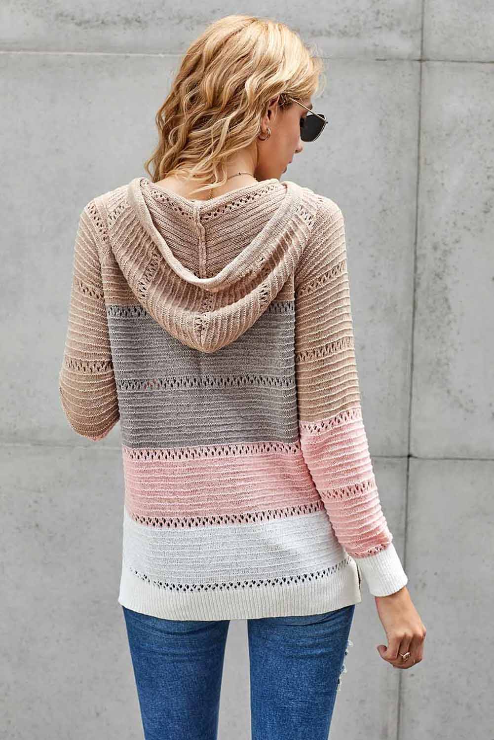 Women's Hoodie Featuring Everyday Multicolor Beach Bonfire Knitted