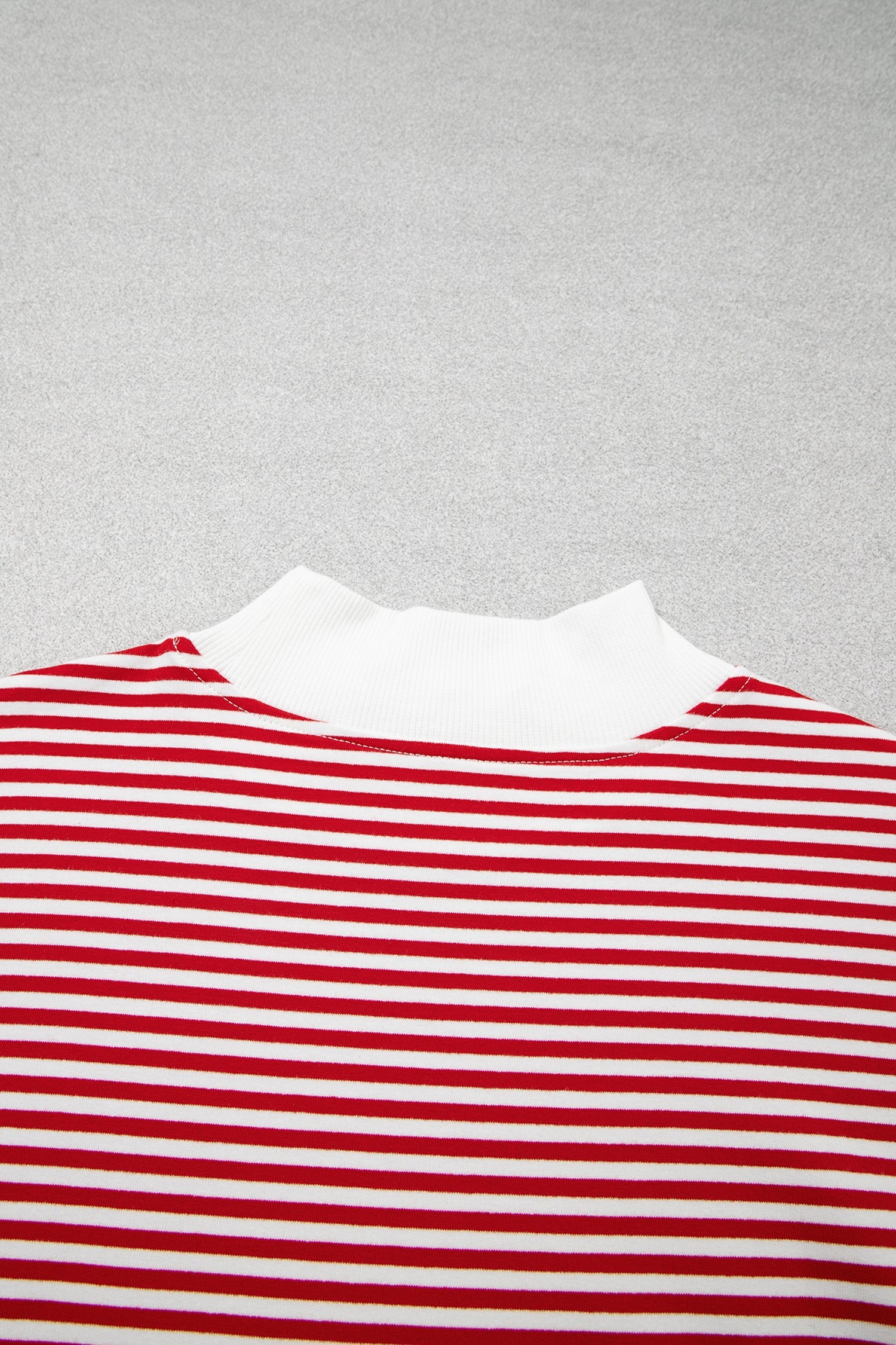 Stripe Sweatshirt Oversize Mock-Neck and Shorts Set in Red