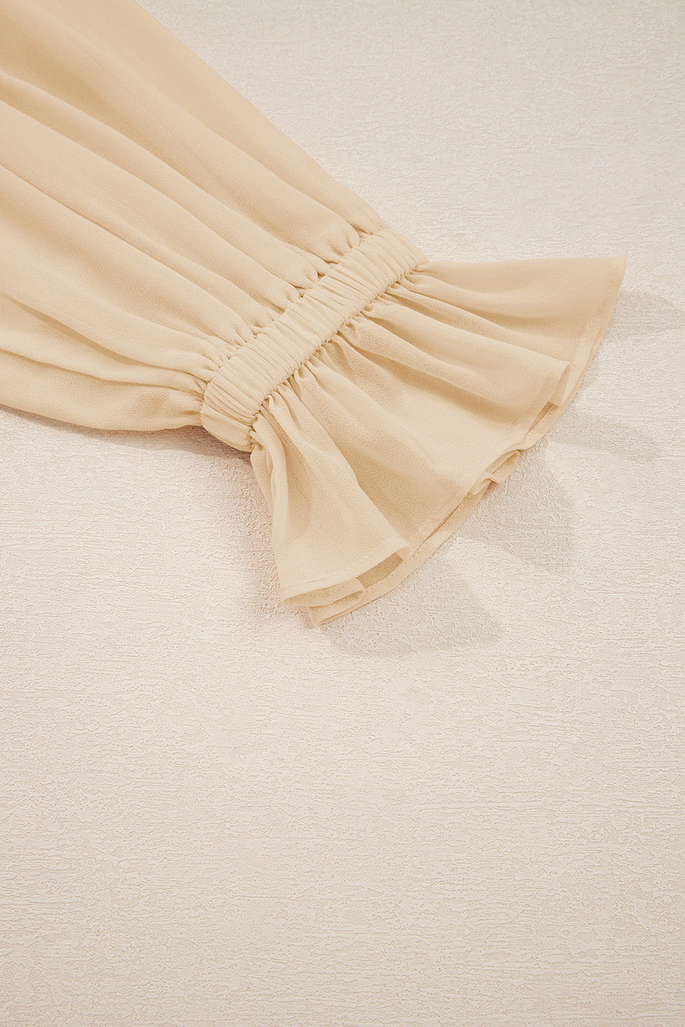 Pleated Ruffle Long-Sleeved Chiffon Blouse