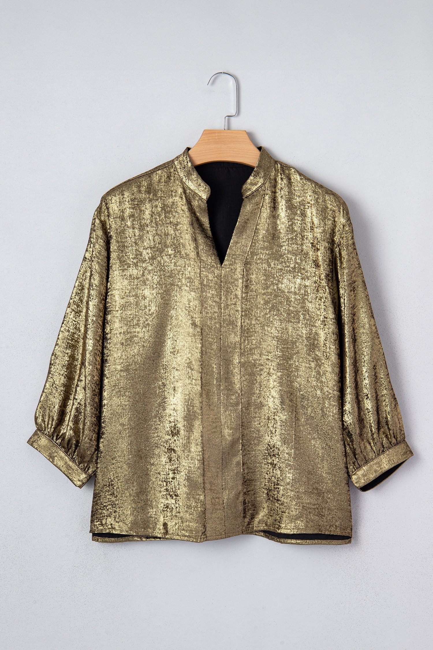 Metallic Half Split Neck Sleeve Blouse