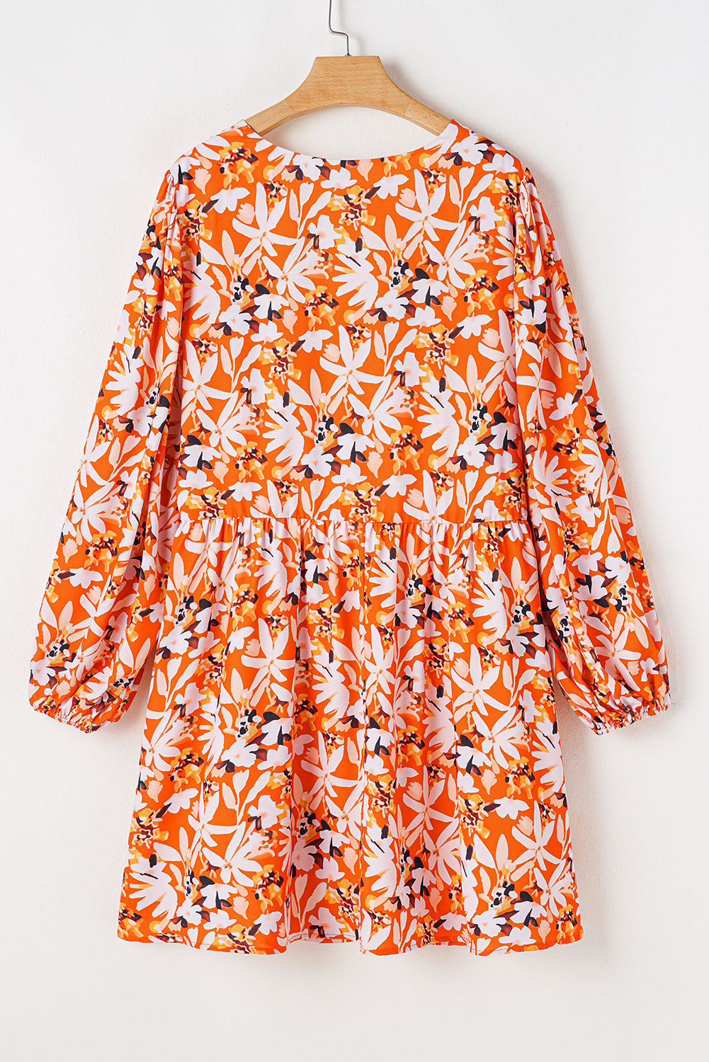 Floral Print Split V Neck Plus Size Dress