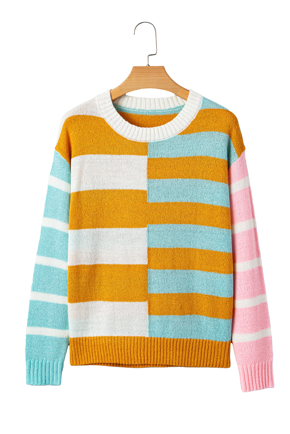 Colorblock Striped Pullover Knit Top
