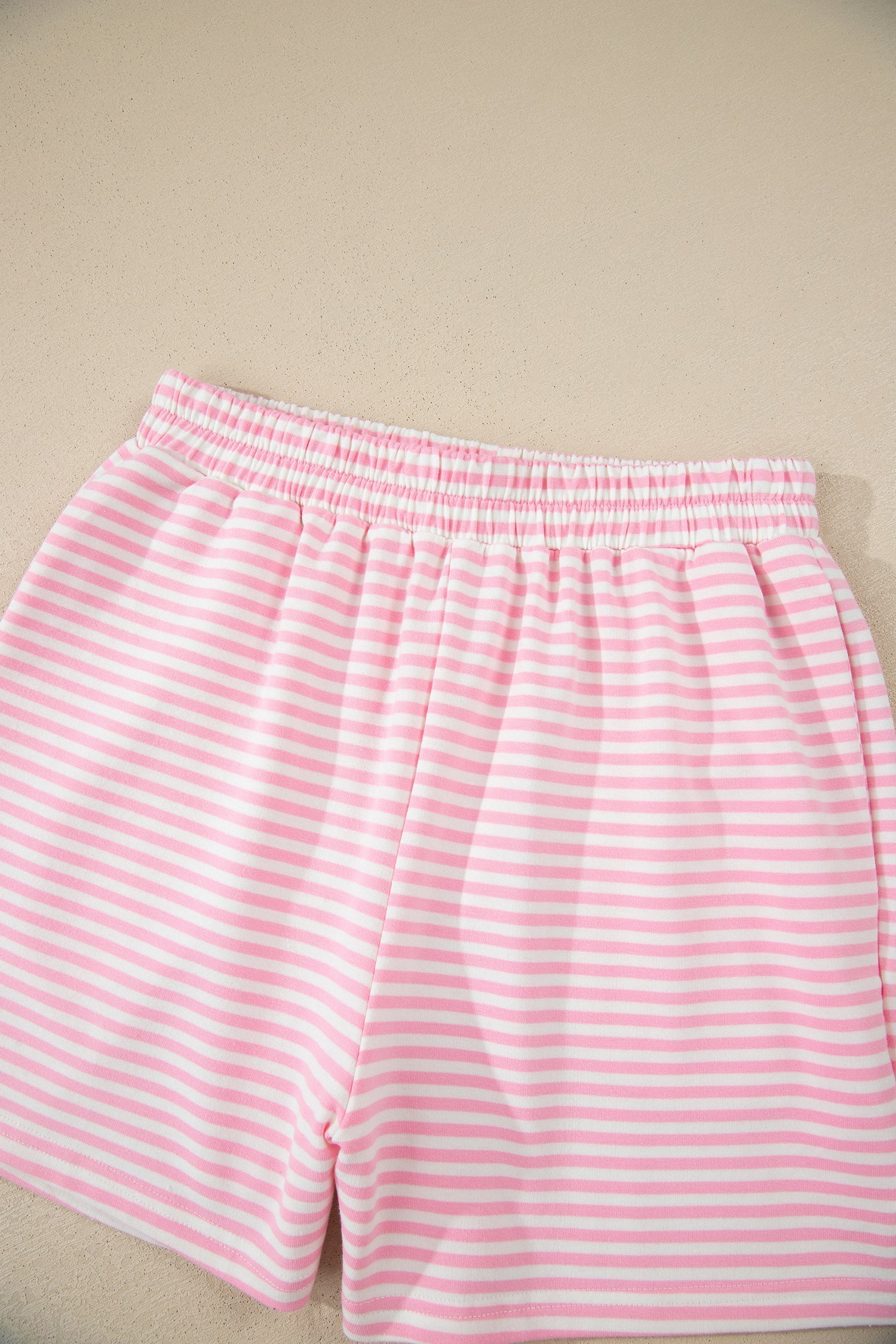 Stripe Sweatshirt Oversize Mock-Neck and Shorts Set in Pink